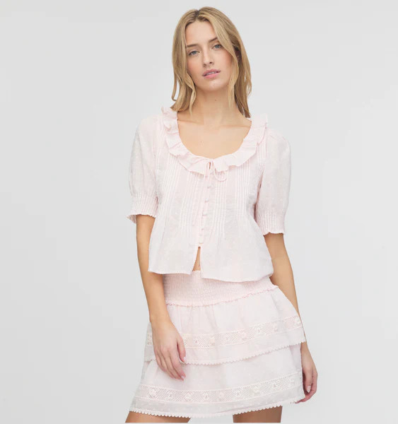 The Meena Skirt - Powder Pink Swiss Dot | Hill House Home US