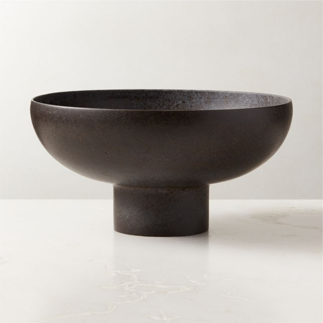 Black Ceramic Pedestal Bowl | CB2