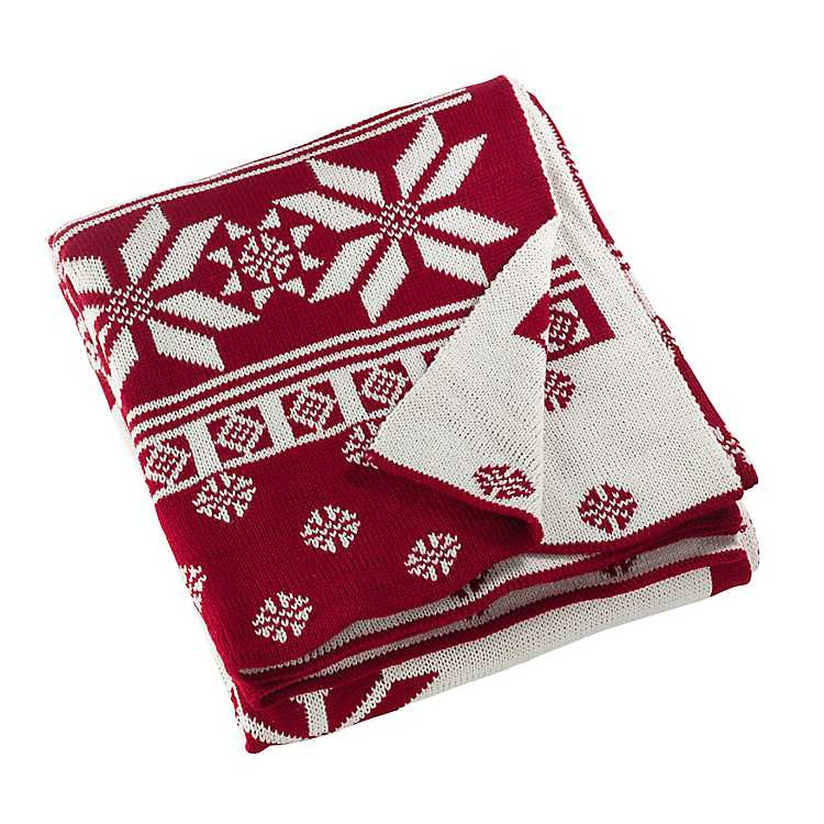 Red and White Snowflake Christmas Throw Blanket | Kirkland's Home