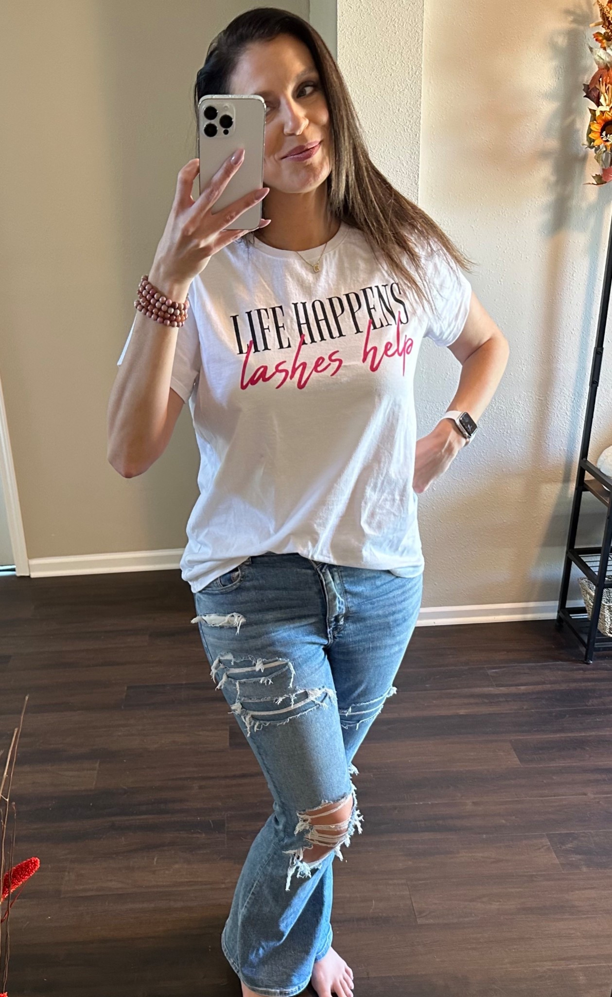 Life happens, Lashes help! #tshirt #shirt #lasheshelp #lifehappens #funny shirt