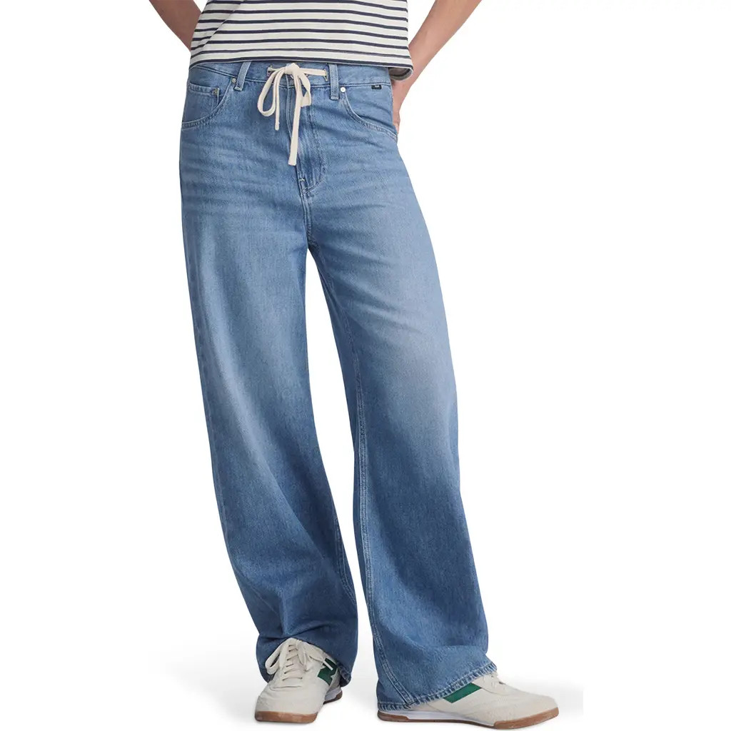 Mavi Jeans Nella Wide Leg Drawstring Jeans in Light Blue Well Blue at Nordstrom, Size 29 X 30 | Nordstrom