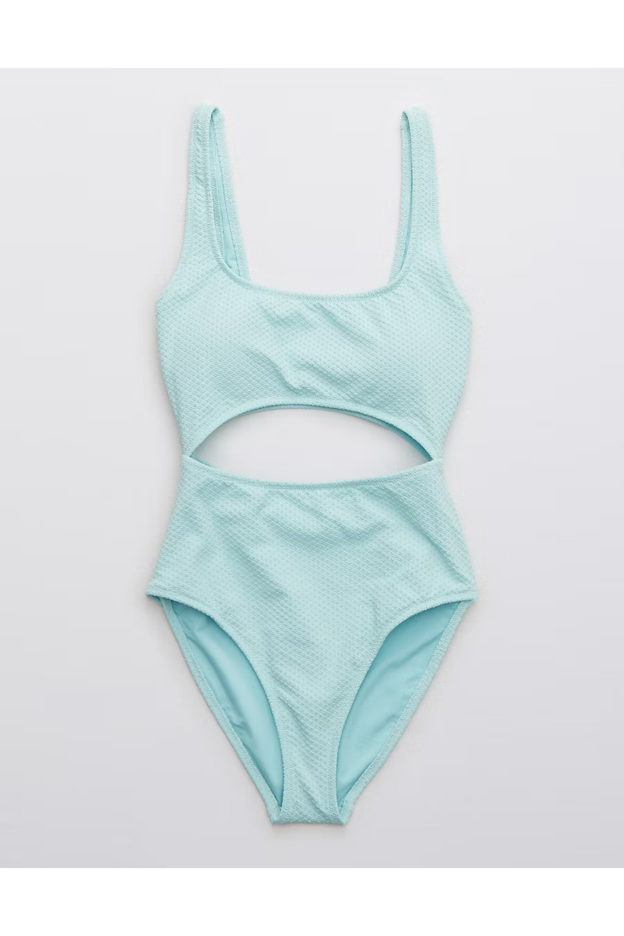 Aerie Jacquard Cut Out Scoop One Piece Swimsuit | American Eagle Outfitters (US & CA)