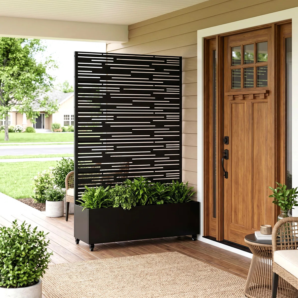 Treytin Metal Planter Box with Trellis and Wheels | Wayfair North America
