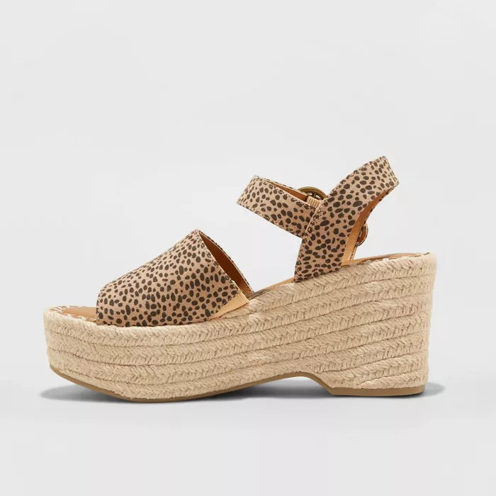 Women's Morgan Microsuede Leopard Print Two Piece Espadrille Wedge Pumps - Universal Thread™ | Target
