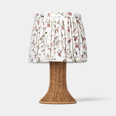 Mini Rattan and Pleated Lamp Shade Table Lamp Brown - Threshold™ | Target