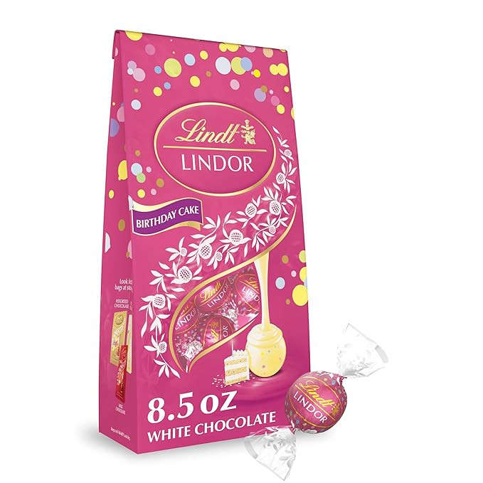 Lindt LINDOR Birthday Cake White Chocolate Truffles, White Chocolate Candy with Smooth, Melting T... | Amazon (US)