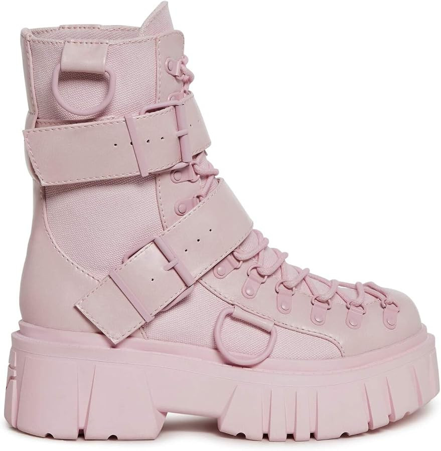Dolls Kill Low Traitor Boots by Club Exx \u2013 Chunky Vegan Leather Boots with Buckles, D-Rings ... | Amazon (US)