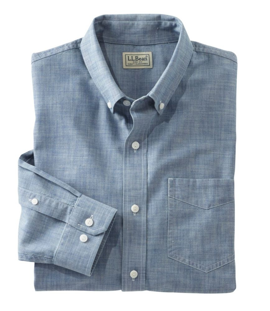 Men's Easy-Care Chambray Shirt, Traditional Fit Blue S | L.L. Bean