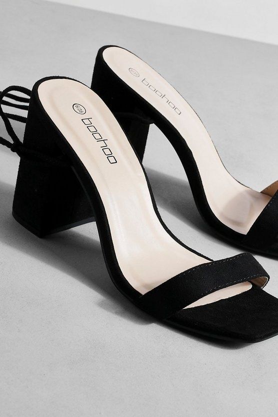 Wide Width Tie Up Strap Block Heels | Boohoo.com (US & CA)