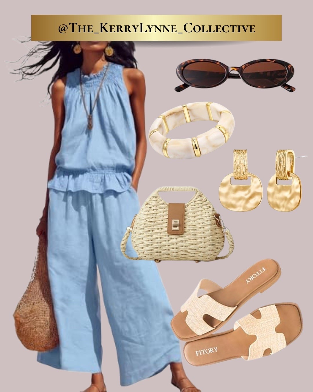 Coastal Chic 🌊

This look is giving effortless summer elegance and I’m here for it. 💙

A lightweight blue jumpsuit paired with woven accessories, statement gold jewelry, classic sunnies, and the perfect neutral slide creates an outfit that feels elevated without sacrificing comfort.

Whether you’re headed to brunch, vacation, a winery, or a summer market, this look does all the work for you.

✨ Easy one-and-done outfit
✨ Coastal-inspired color palette
✨ Affordable accessories that look luxe
✨ Comfortable enough for all-day wear

Saving this one for my next beach town getaway. 🤍

#LTKStyle #LTKFashion #SummerStyle

#LTKgrwm #LTKootd #LTKOver40