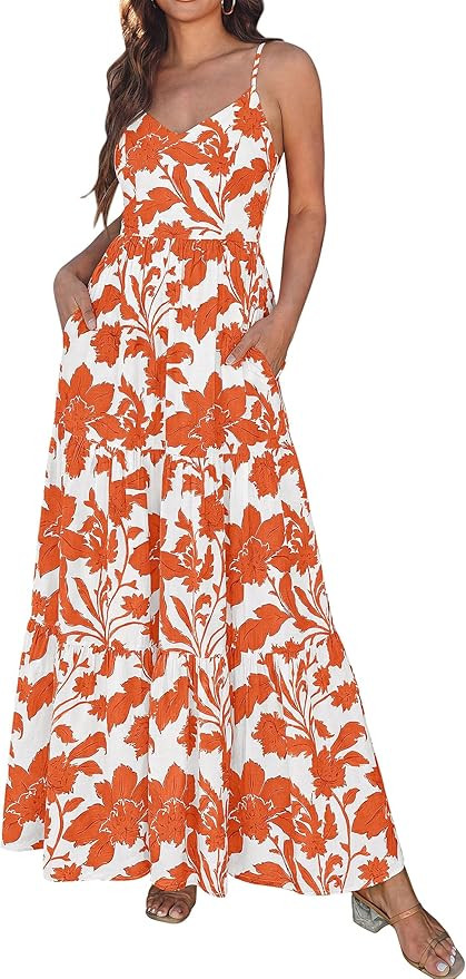 KIRUNDO Womens Summer Dresses Boho Floral Beach Maxi Sundress Wedding Guest Dress Vacation Outfit... | Amazon (US)