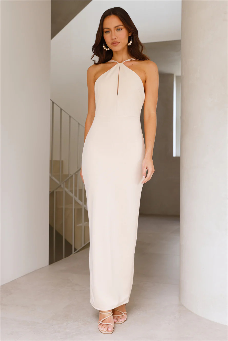 Salty Kisses Maxi Dress Beige | Hello Molly (US)