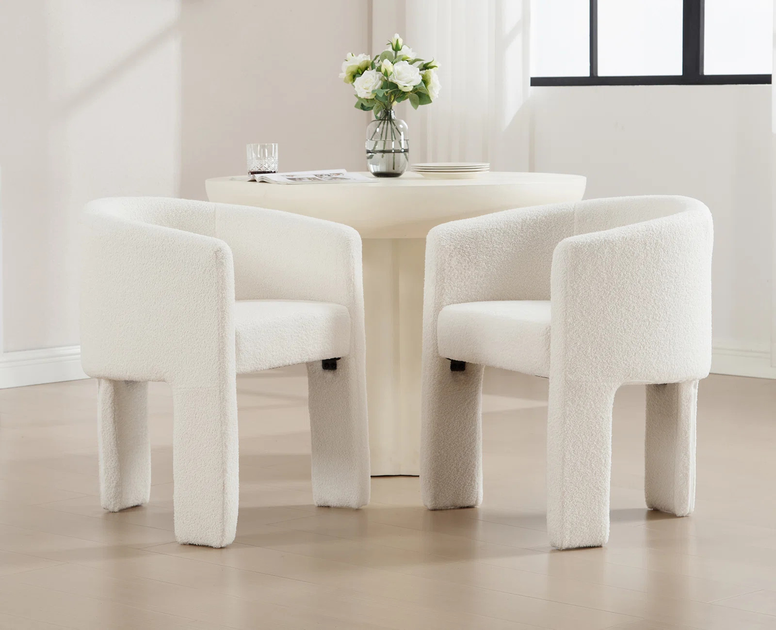 Brayden Studio® Modern Barrel Dining Chair With Solid Wood Legs, Upholstered Arm Dining Chair, C... | Wayfair North America