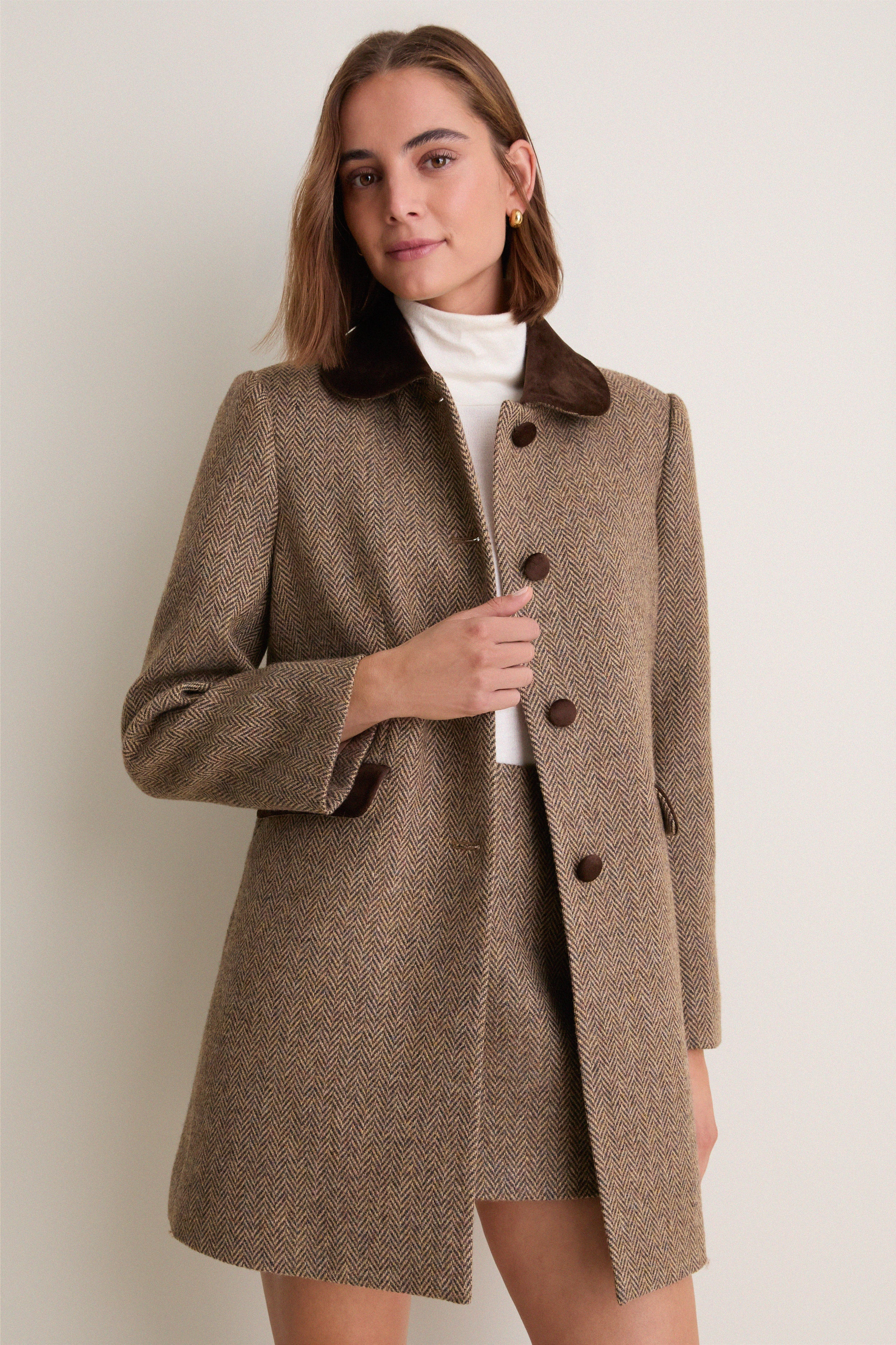 Herringbone Velvet Trim Concord Coat | Tuckernuck (US)