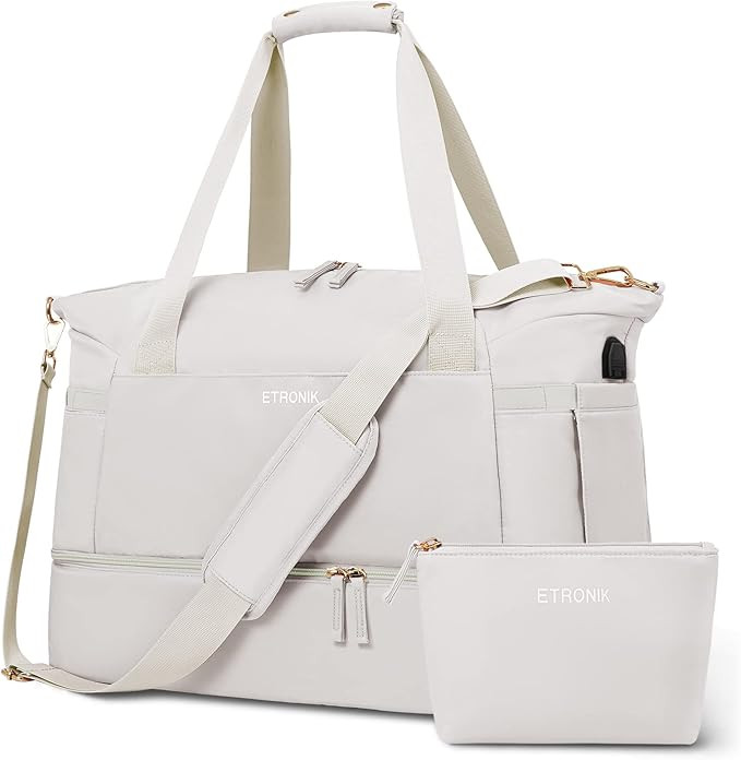 Gym Bag for Women, Sports Travel Duffel Bag with USB Charging Port, Weekender Overnight Bag with ... | Amazon (US)