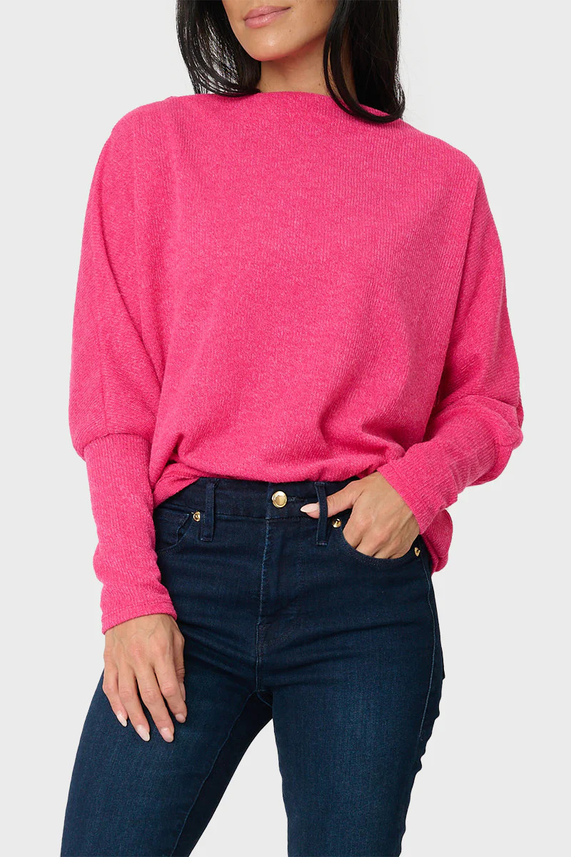 Slouchy Knit Chenille Open Neck Sweater | Gibson