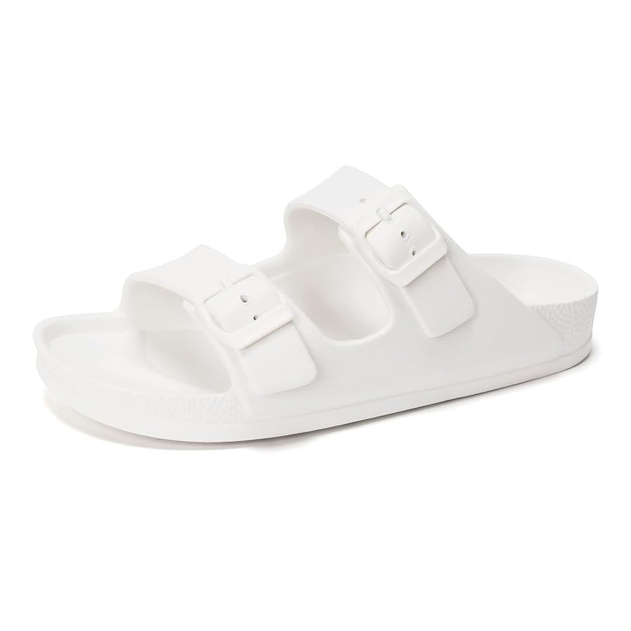 FUNKYMONKEY Women's Comfort Slides Double Buckle Adjustable EVA Flat Sandals | Amazon (US)
