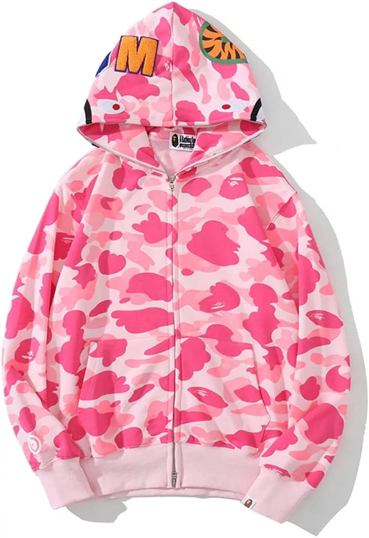 Baonmy Hoodie Fashion Camo Shark Jackets Ape Camo Jacket Boy Hoodies Girls Camo Hoodies