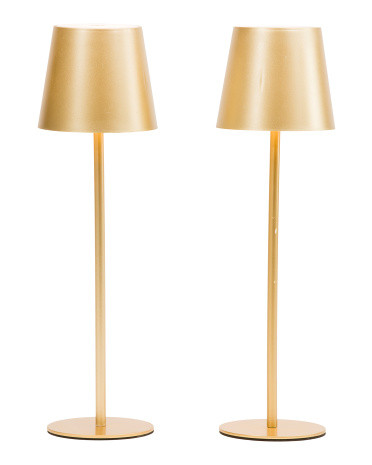 2Pk 14In Modern Shade Tabletop Touch Lamps, Gold | TJ Maxx