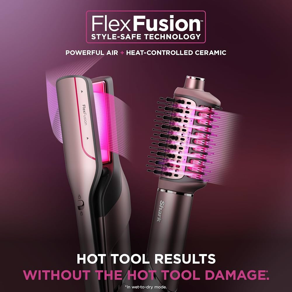 Shark FlexFusion Hair Straightener & Powerful Hair Dryer with Fusion Hair Brush, Ceramic Air Styl... | Amazon (US)