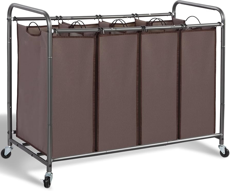 STORAGE MANIAC Laundry Sorter, 4 Section, Laundry Hamper with Wheels, Eco-friendly, Portable, Rem... | Amazon (US)