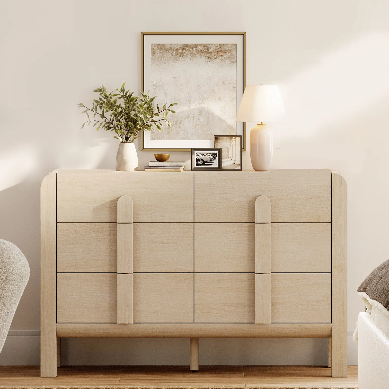 Ebern Designs Adora Mid Century 6 Drawer Dresser For Bedroom, Wide Modern Chest Of Drawers With C... | Wayfair North America