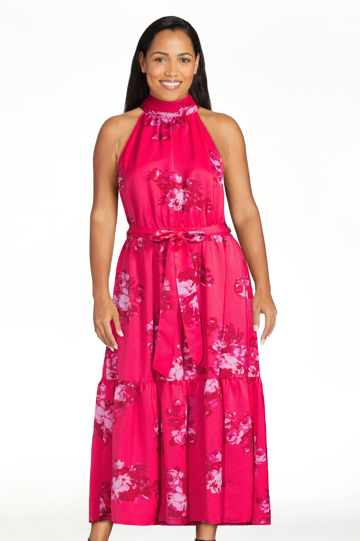 Scoop Women's Satin Halter Midi Dress | Walmart (US)