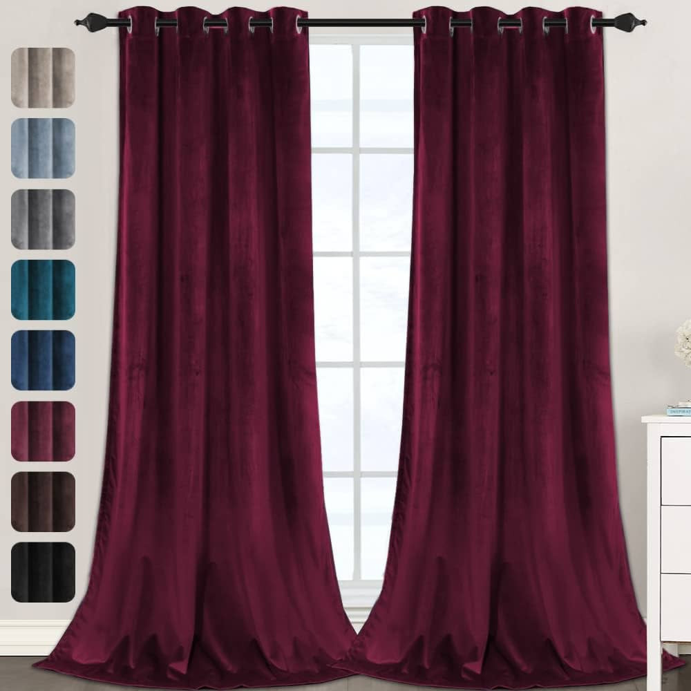 Luxury Velvet Curtains for Living Room 108 Inches Room Darkening Super Thick Soft Velvet Textured... | Amazon (US)