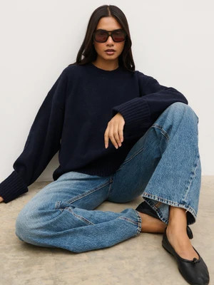 Camille Oversized Borg Jumper - Navy | Pretty Lavish (UK)