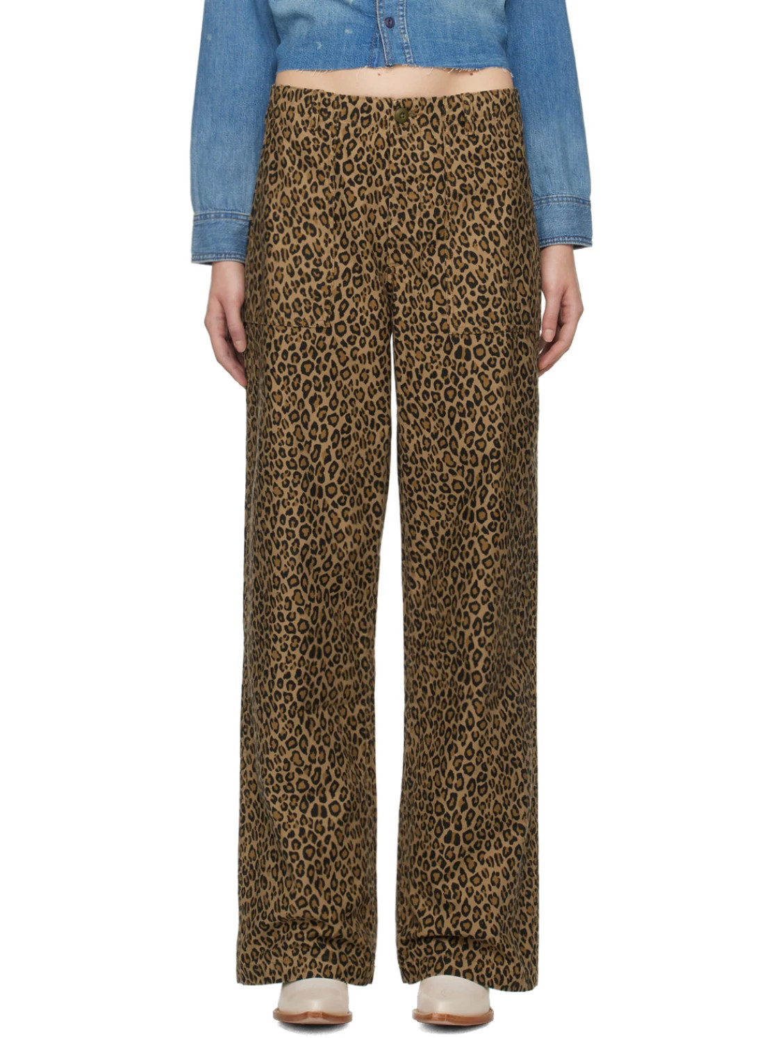 wide-leg leopard-print trousers | Senser US