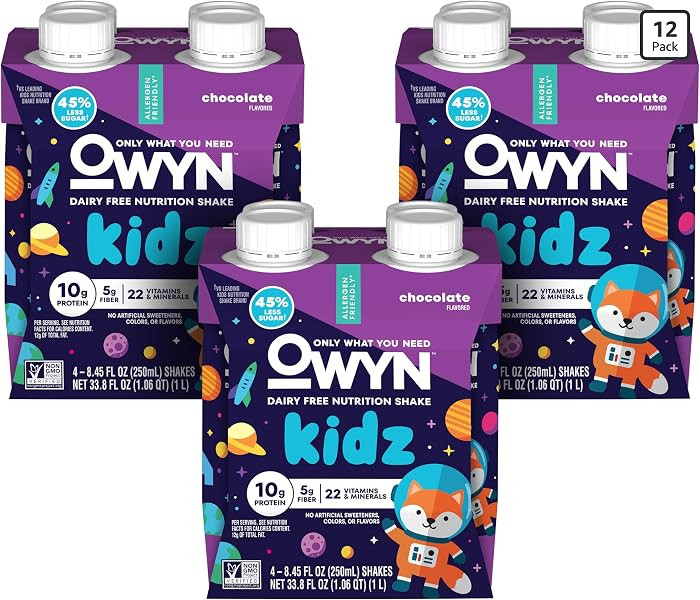 OWYN Dairy Free 10g Protein Shake for Kids, Chocolate Flavored, 12 Ct | Amazon (US)