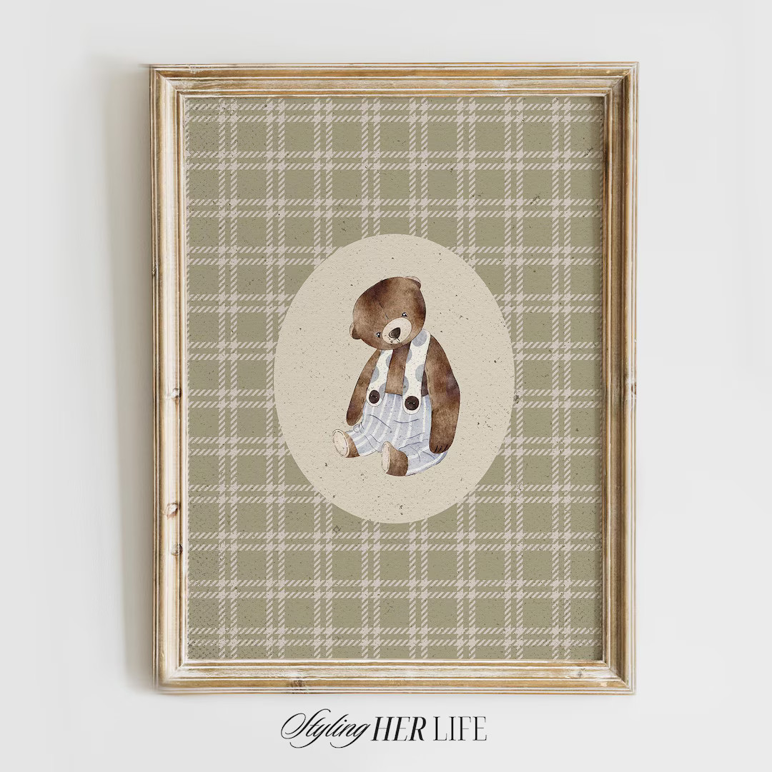 Vintage Bear Art Print, Cottagecore Print, Vintage Nursery, Boys Nursery, Baby Girl Nursery, Anti... | Etsy (US)
