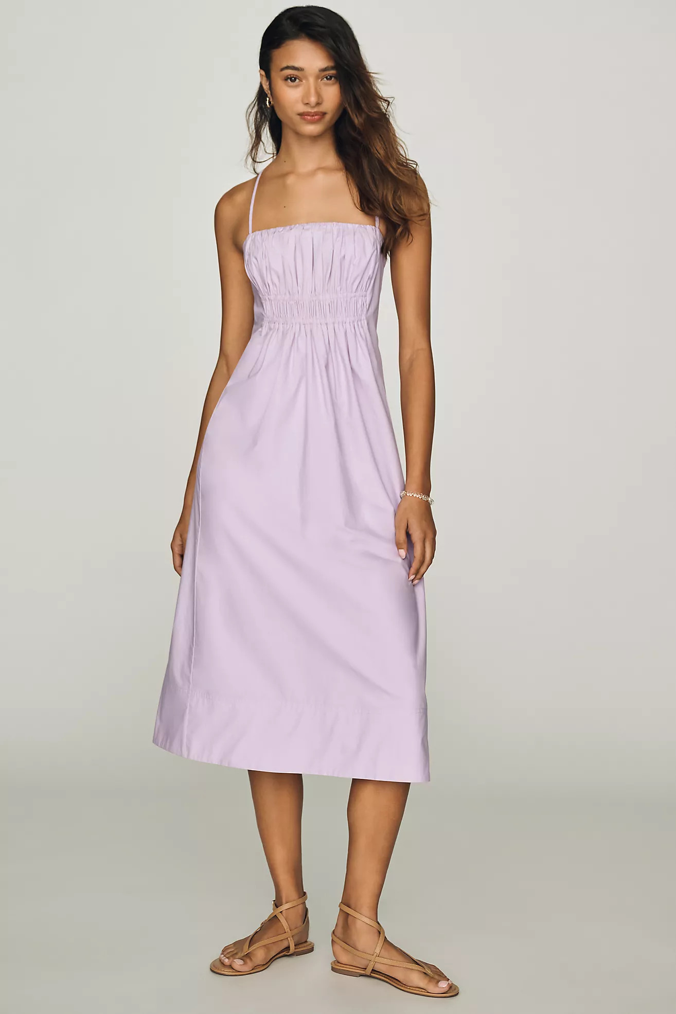 Maeve Cotton Ruched Midi Dress | Anthropologie (US)