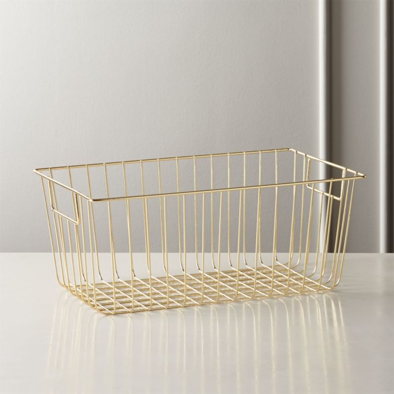 Roscoe Small Rectangle Metal Basket + Reviews | CB2 | CB2