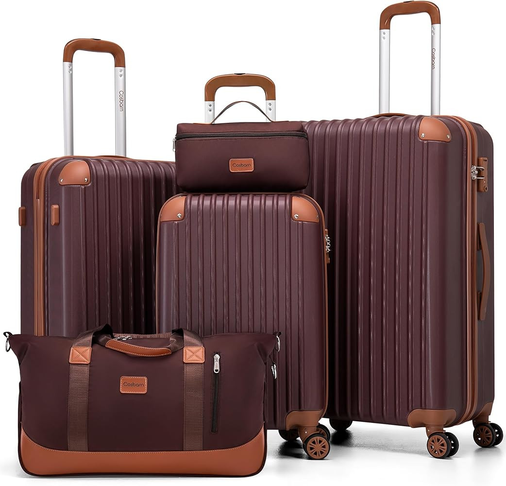 Luggage Sets 5 Piece Suitcases with Wheels, Suitcase Set ABS Hard Case Luggage with TSA Lock Spin... | Amazon (US)