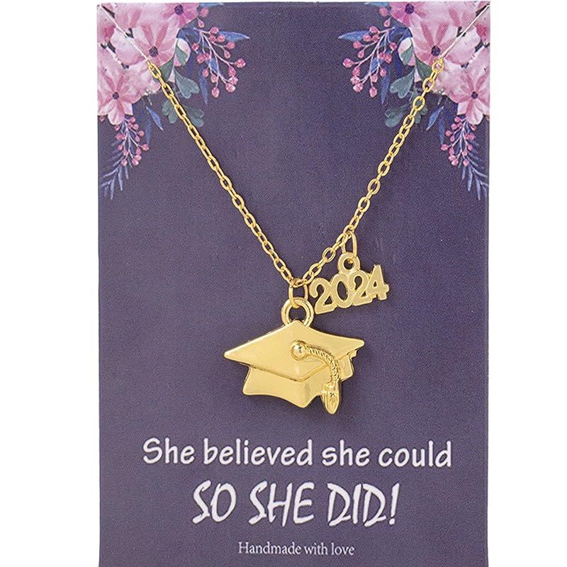 2024 Graduation Gifts for Her,Personalized Graduation Cap Necklace,Inspirational Graduation Gifts... | Amazon (US)