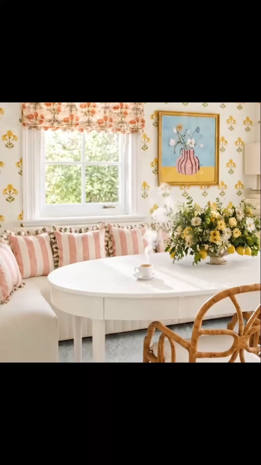 From morning coffee to dinner with friends, this breakfast nook is ready for the gathering season. ✨ The Beach House Expandable Breakfast Table keeps its clean, round shape for everyday meals, then makes room for more guests with a drop-in leaf. I especially love the shallow built-in drawers for napkins, linens, and serving pieces—storage right where you need it.

The Antica Rattan Dining Chairs add warmth with handwrapped texture, curved backs, and rope-trimmed cushions. Banquette seating makes the nook feel welcoming, while the floral wallpaper, coordinating Roman shade, scalloped pendant, soft rug, artwork, and full flower arrangement bring color and personality to every corner.

Serena & Lily’s Fall Design Event is on now: 20% off everything, or 25% off plus free shipping when you spend $2,500.

#DiningRoom #BreakfastNook #DiningNook #DiningTable #ExtendableDiningTable #DiningBench #DiningBanquette #RattanChair #RomanShade #PendantLight #ScallopedPendant #HandKnottedRug #FloralWallpaper #FloralArrangement #HolidayEntertaining #GatheringSeason #FallEntertaining #ModernChic #ModernClassic #SerenaAndLily #FallDesignEvent #LTKHome #LTKdayinmylife #LTKSaleAlert #LTKSeasonal

#LTKdayinmylife #LTKHome #LTKSaleAlert