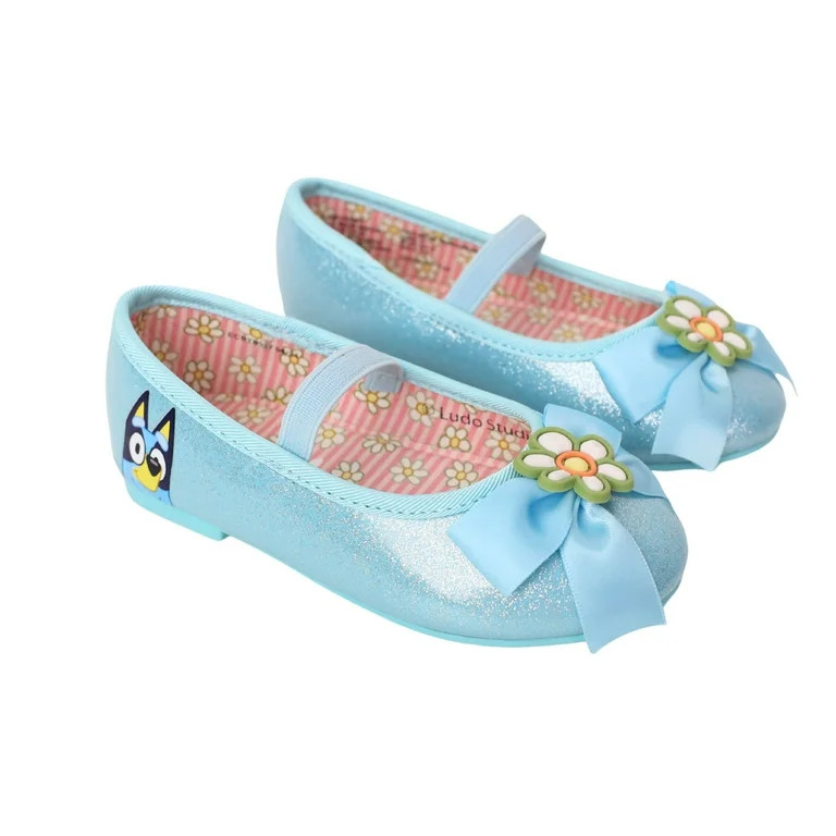 Bluey Toddler Girls Glitter Bow Ballet Flats | Walmart (US)