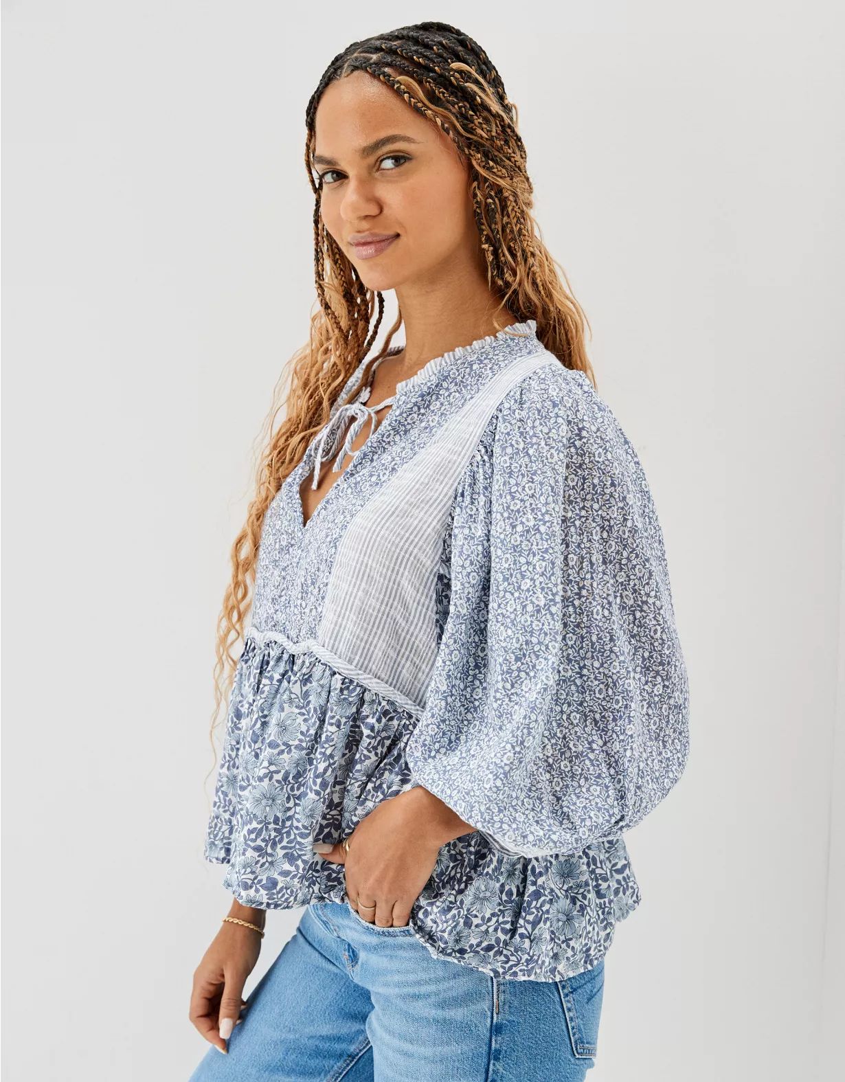 AE Long-Sleeve Peasant Blouse | American Eagle Outfitters (US & CA)