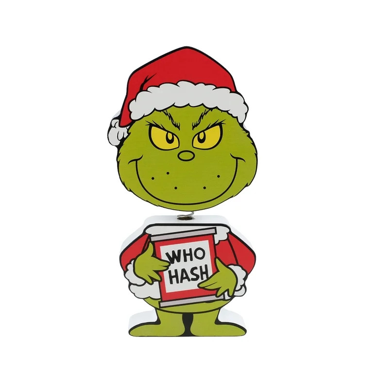 The Grinch Who Stole Christmas Grinch, Chunky Wood Bobblehead Table Top Décor, 6.5" Tall, MDF, G... | Walmart (US)