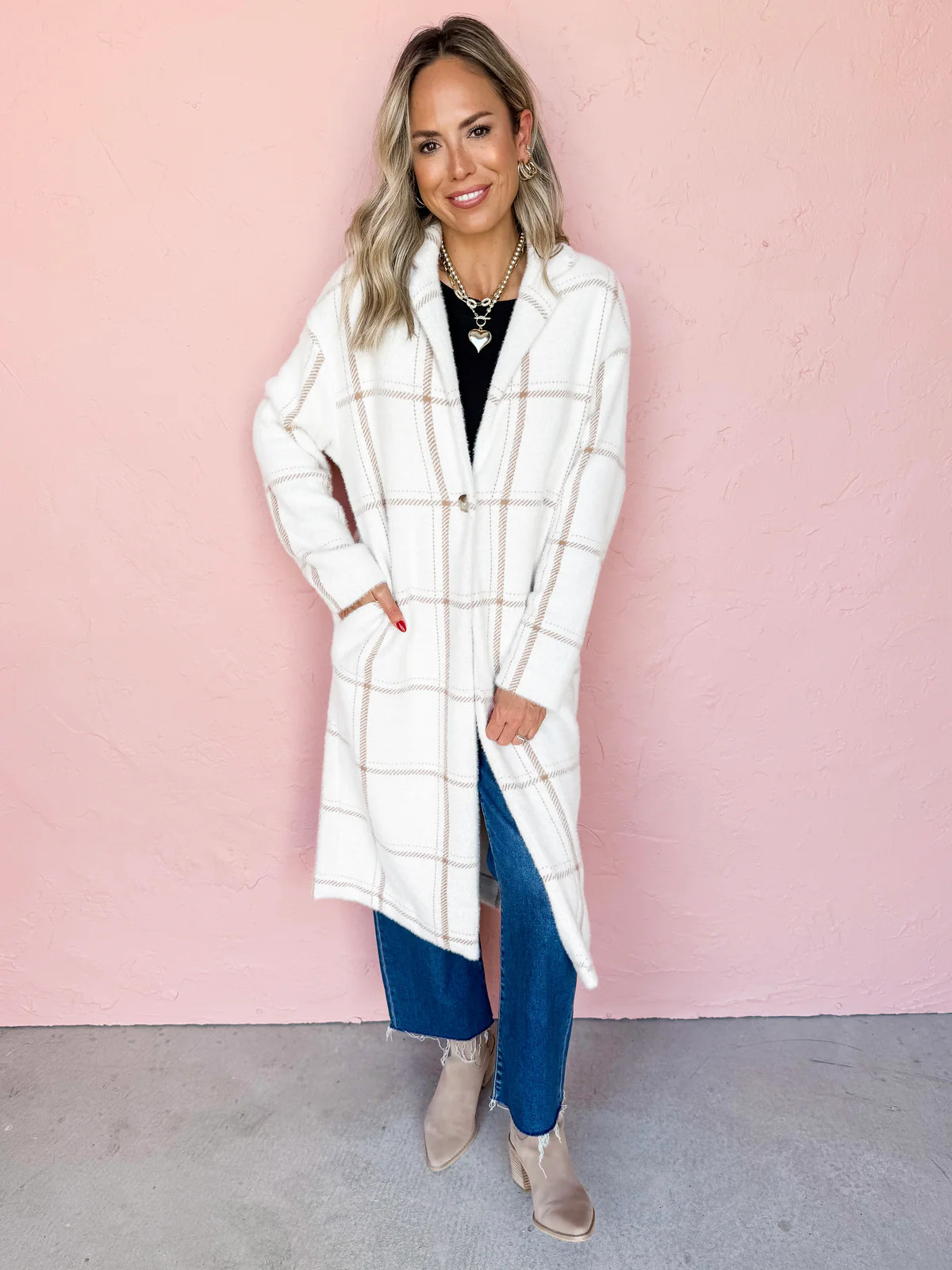 [Z Supply] Mason Windowpane Coat-Sea Salt | Ruthie Grace