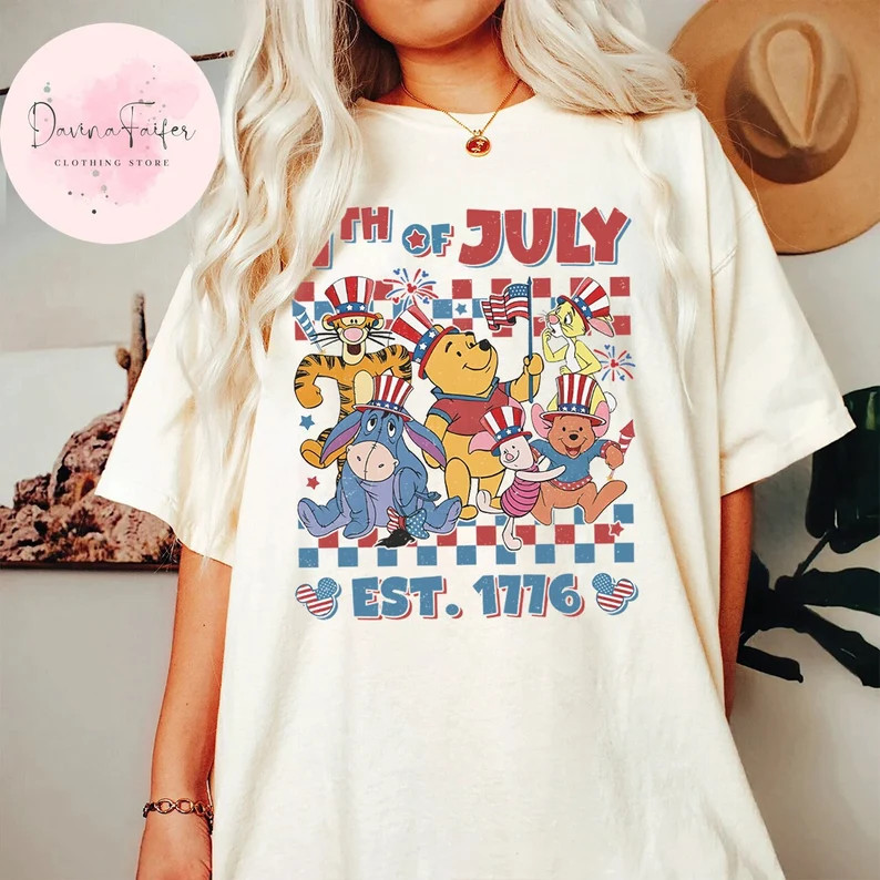 Disney Winnie The Pooh 4th Of July Retro Shirt, Disney Independence Day Tee,Magic Kingdom, Disney... | Etsy (US)