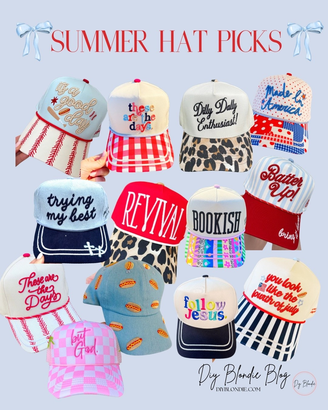 Summer hat picks, Fourth of July hats, 4th of July, hats, trucker hat, summer hats