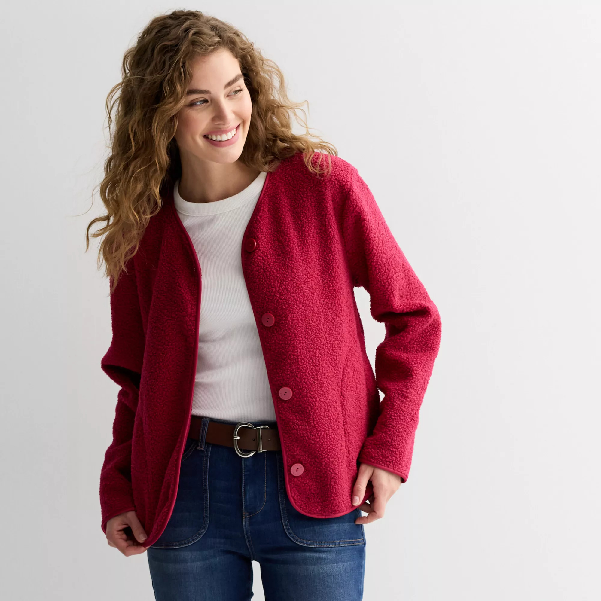 Women's Draper James Button-Front Teddy Bed Jacket | Kohl's