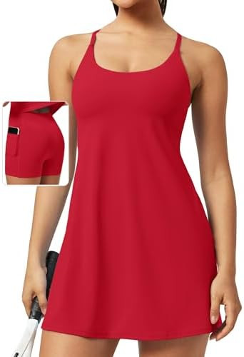 Ewedoos Athletic Tennis Dress for Women with Shorts Underneath Easy Peezy U Neck Adjustable Strap... | Amazon (US)