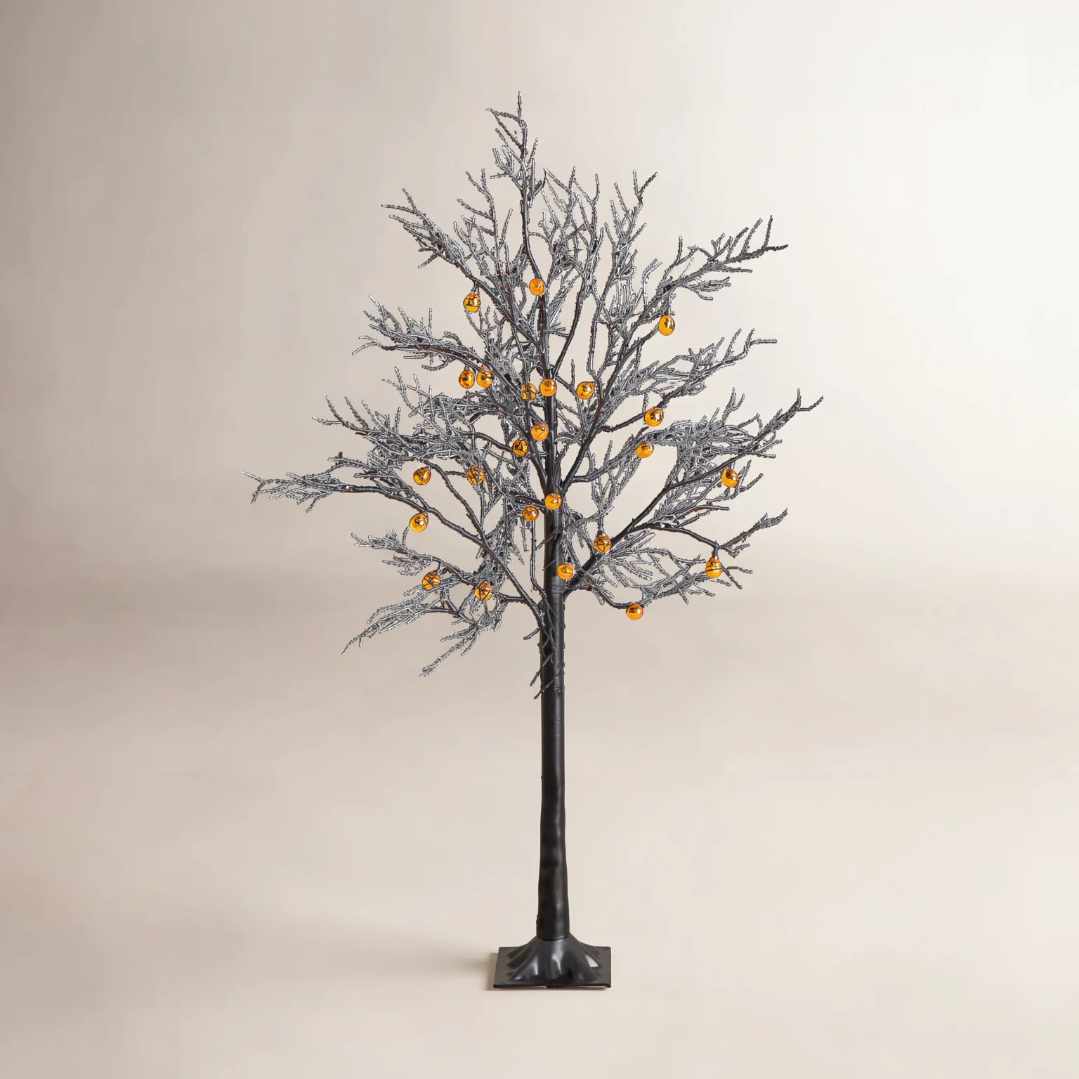 Pre-Lit Halloween Black Twig Tree with Pumpkins | Birch Lane