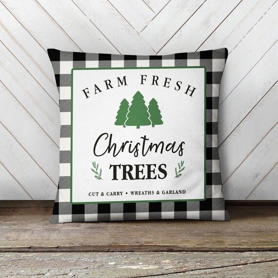 Christmas pillow | farm fresh christmas tree pillowcase pillow | holiday throw pillow | christmas... | Etsy (US)