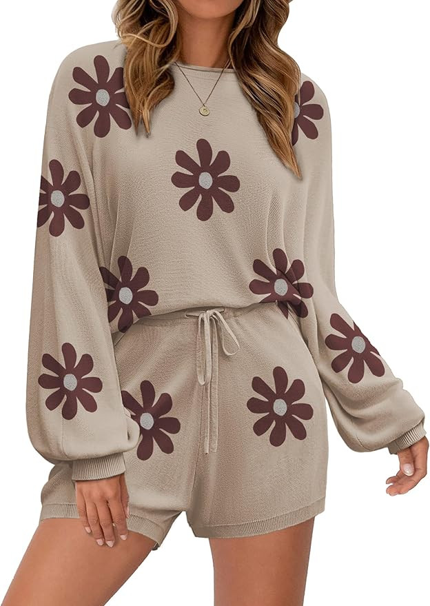 Ekouaer Knit Pajamas Set for Women Lounge Sets Long Sleeve Sweatsuit | Amazon (US)