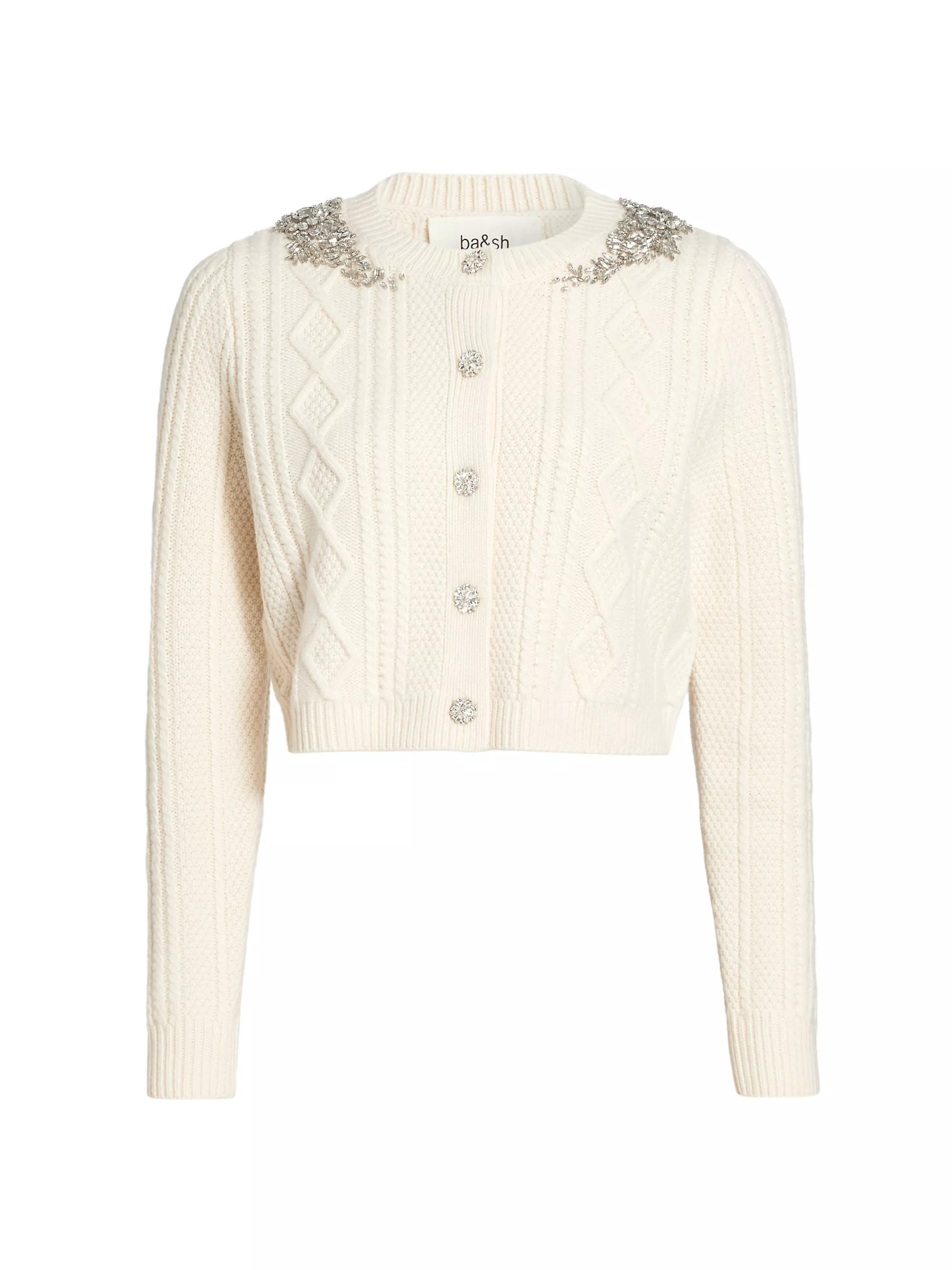 Olio Embellished Cable-Knit Cardigan | Saks Fifth Avenue