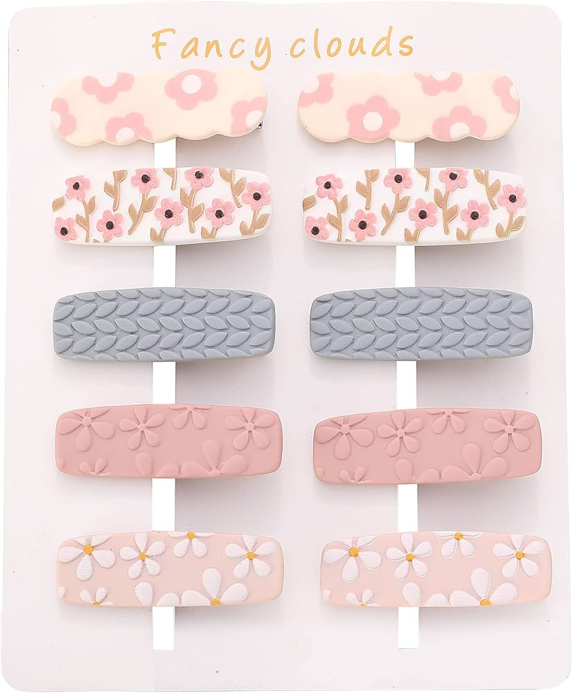 FANCY CLOUDS Hair Clips for Women Girls 10pc Handmade Resin Flower Hair Pin Barrettes Hair Access... | Amazon (US)
